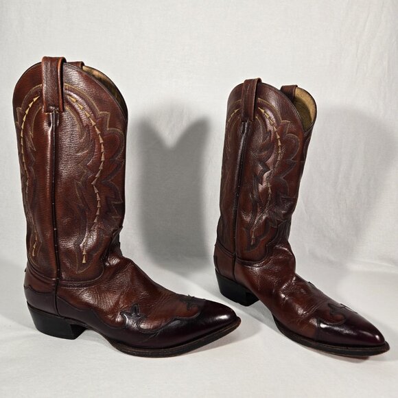 Dan Post Other - Vintage 1977 DAN POST Brown Leather Vegas Cut COWBOY Wingtip Boots Men Size 11D.